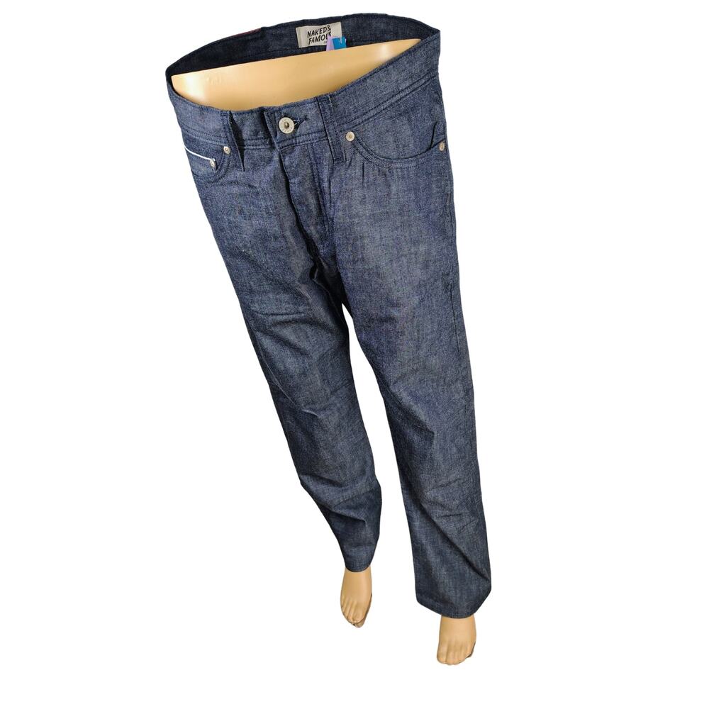 Naked & Famous Black Japanese Denim Salvage Flannel Men Weird Guy Jeans Size 32